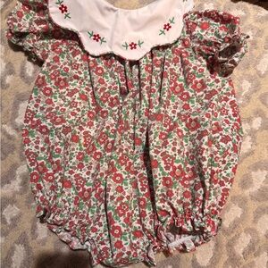 Floral Baby Romper with Embroidered Collar